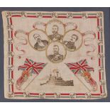 Two framed First World War commemorative silk handkerchiefs