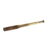 A brass and leather three draw telescope