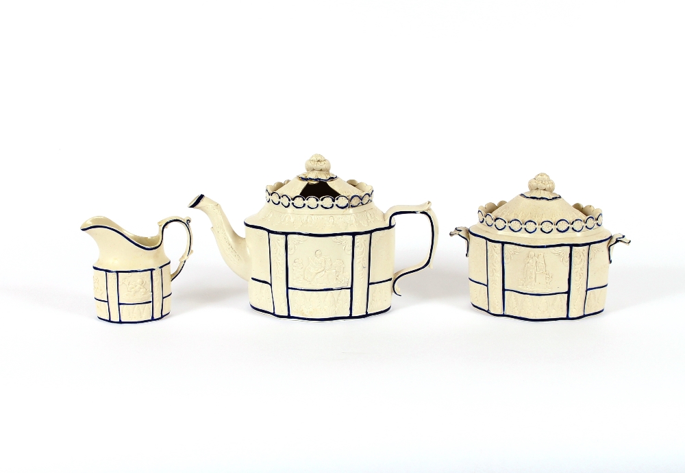 A Castleford type three piece tea set, AF