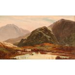 English school, 19th Century highland scenes with cattle and sheep, a pair of oils on canvas each