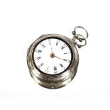 A George III silver pair cased pocket watch, the movement inscribed "Sam Smith Holywell 443", the