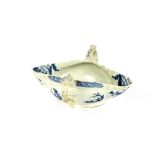 An 18th Century English porcelain double lipped sauce boat, with ring handles, decorated in the