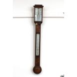 A 19th Century walnut stick barometer, by Cook & Sons of York and London, 91cm