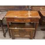 A George III mahogany tea table, of serpentine shape, fitted single drawer, raised on square section