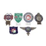 North West London Motor club badge, chrome and blue enamel, 9.5cm overall; five other motor club