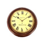 A Victorian mahogany cased wall clock, by Batty of Manchester, circular Roman numeral dial and