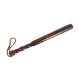 A fruit wood fire officer's truncheon, 48cm long