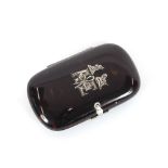 A 19th Century tortoiseshell and white metal mounted folding card case, decorated family crest and