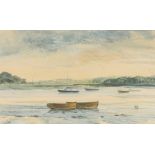 Cavendish Morton,1874-1939, study of boats on the Orwell, signed watercolour, 29.5cm x 47cm