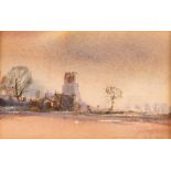 Ian Armour-Chelu, "Church tower in winter", (painted from near St. Peter's Hall, South Elmham),