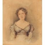 19th Century school, a pair of portrait studies of a lady and gentleman, unsigned watercolours, 20cm