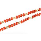 A Victorian yellow metal and coral necklace
