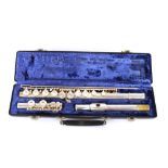 A plated flute, by Boosey & Hawkes, in fitted case