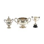 A small silver campana shaped trophy, by Mappin & Webb, Sheffield  1935,  having gadrooned domed
