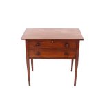 A 19th Century mahogany side table, having lifting top, dummy drawer above one single drawer, raised
