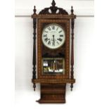 A Victorian inlaid walnut wall clock, by J. Eaton, Gnig Hill, Sheffield, 86cm