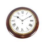 A Victorian mahogany cased wall clock, having circular painted Roman numeral dial, 34cm dia. overall