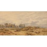 Augustus Walford Weedon, landscape study with figures and cart, signed watercolour 22cm x 39cm