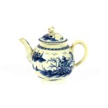 A late 18th Century Worcester teapot, decorated in the Chinese manner, under-glazed blue crescent