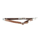 An old leather and silver mounted belt, Hallmarked London 1929, 86cm long