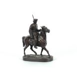 A 19th Century bronze figure of a mounted Lancer, 28cm high