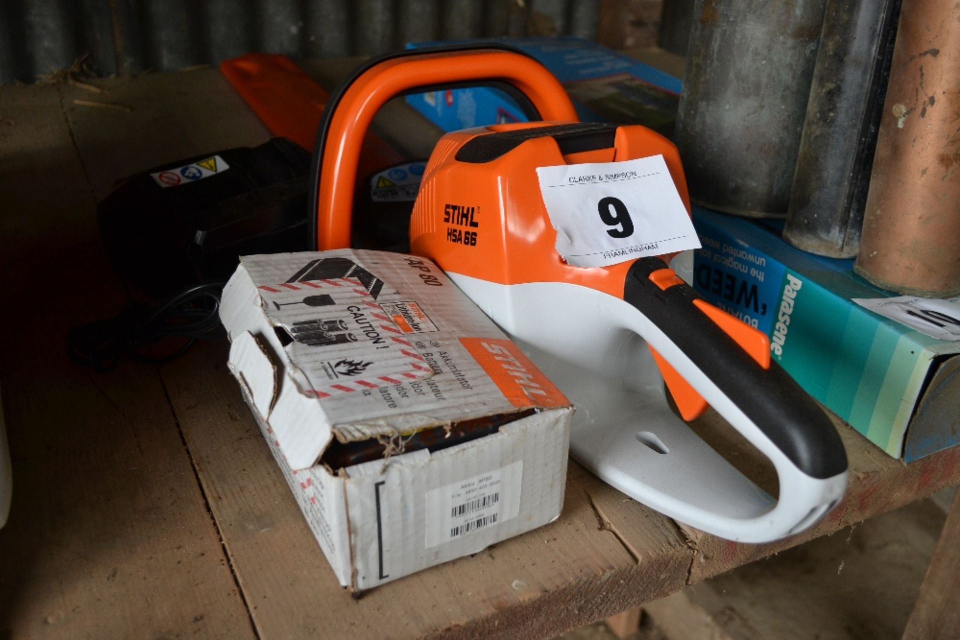 Stihl HSA66 cordless hedge cutter with two batteries, unused.