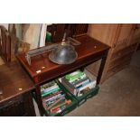 A mahogany and box wood inlaid oblong table