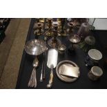 A quantity of silver plated items to include cande