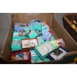 A box of various ear-rings, necklaces and costume