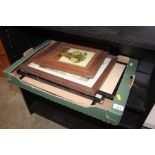 A box of various pictures and prints to include a He