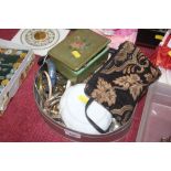 A tin of various costume jewellery etc