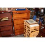 A reproduction yew wood open fronted bookcase