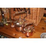 Two copper kettles