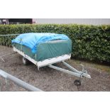 A Suncamp trailer tent with cooking unit and spare