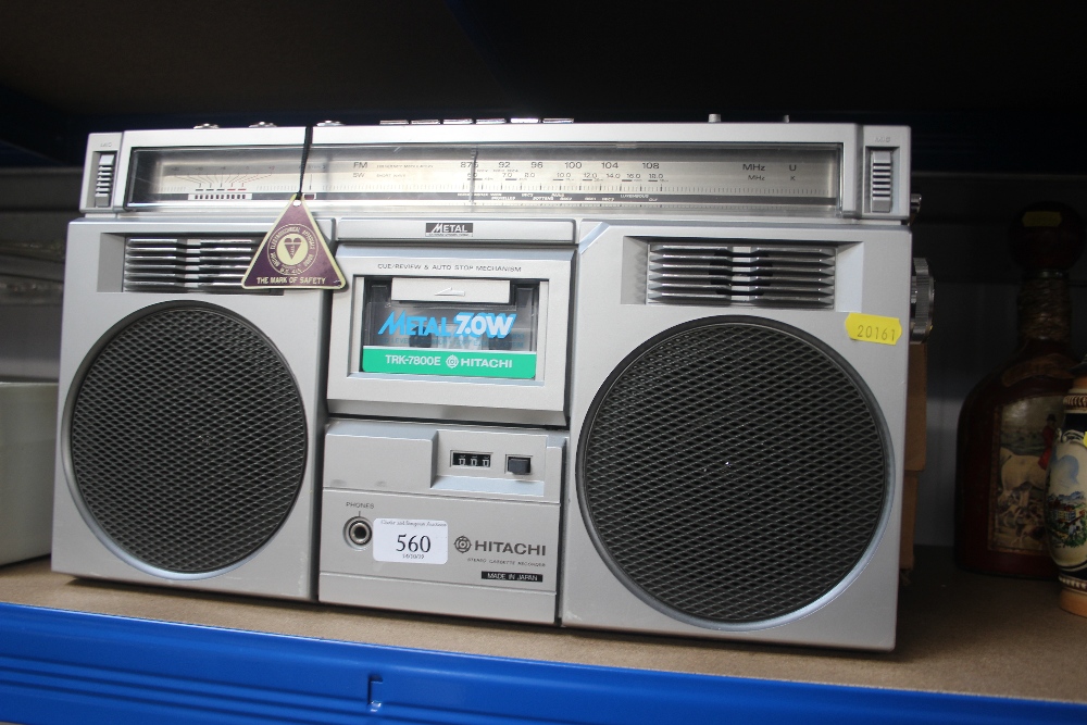 A vintage Hitachi radio with cassette deck in orig