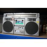 A vintage Hitachi radio with cassette deck in orig