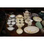 A quantity of Harvest ware teaware and two china t