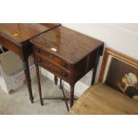 A George III mahogany sewing table fitted two shor