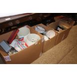 Three boxes of various china and picture frames et