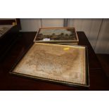 A small framed map of Suffolk; another of Berkshire; a