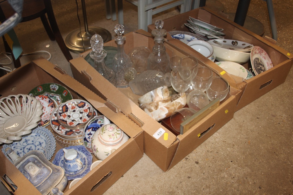 Three boxes of various glass and china