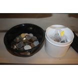 Two tubs of coinage