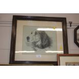 M Long, early 20th Century study of a dog dated 19