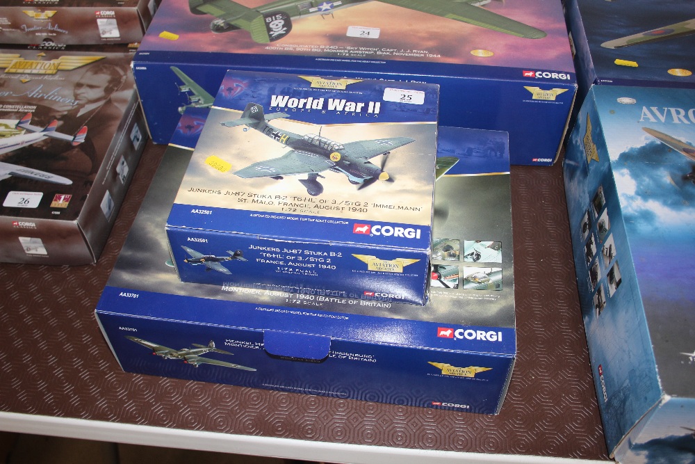 A Corgi Junkers JU-87 and a Heinkel HE111 H-3 each