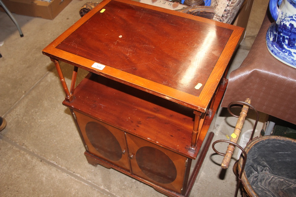 A reproduction yew wood side cupboard