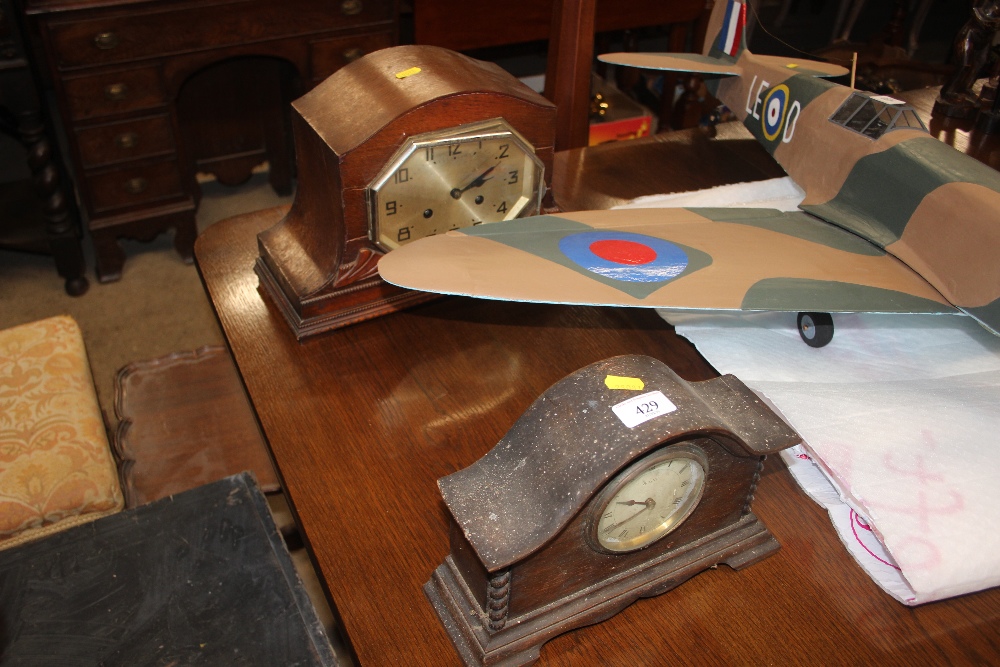 Two wooden cased mantle clocks