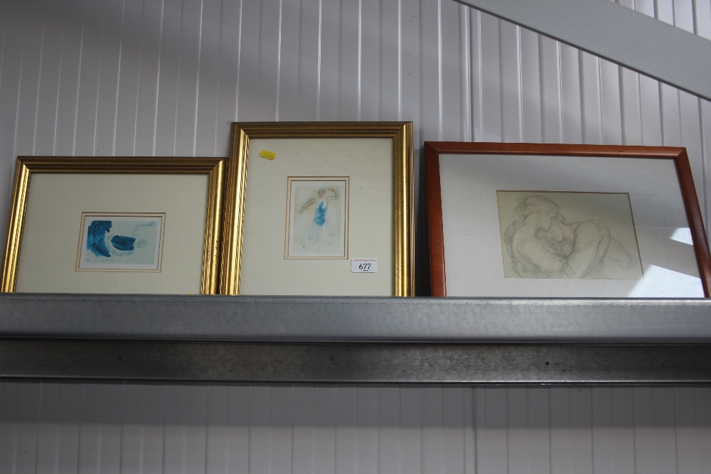 Three framed prints