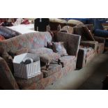A Knoll style three seater settee with two matchin