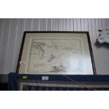 A framed and glazed map