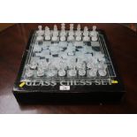 A glass chess set